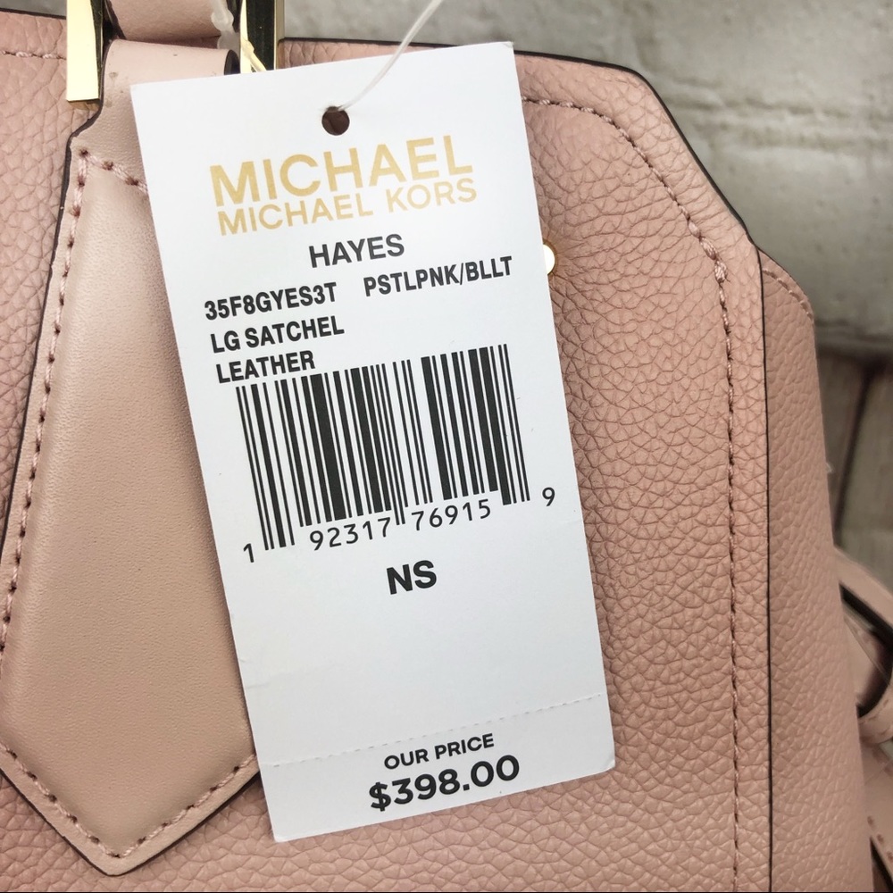 Michael Kors Hayes Large Leather Satchel Bag Pink - Picture 8 of 8